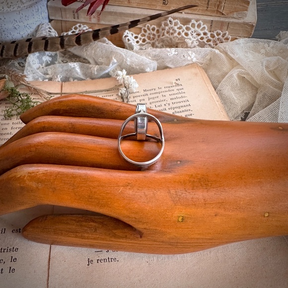 Vintage Sterling Silver Lapis Lazuli & Chrysoprase Spinner Bezel Ring Size 7.75 - Picture 10 of 14